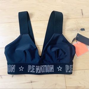 NWT P.E Nation Motion Strike Sports Bra Black S